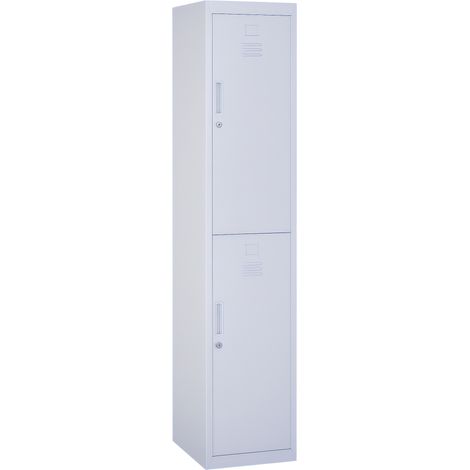 Abschließbarer Metallschrank mit 2 Türen, 4 verstellbaren Einlegeböden, Maße 38 x 46 x 180 cm, Farbe: Industriegrau