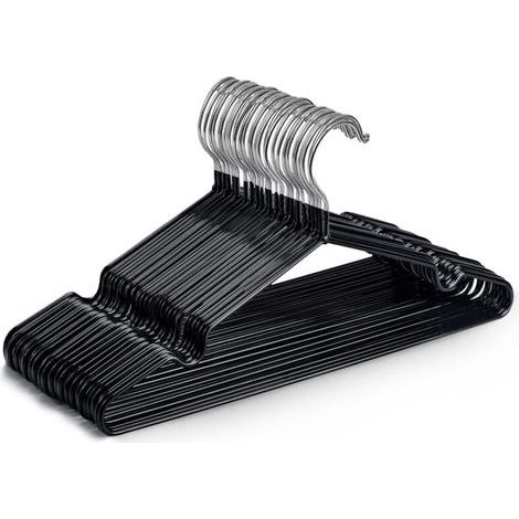Lot de 20 cintres en métal noir de haute qualité, 30 x 17 x 0,35 cm, gain de place, adaptés aux armoires (1/5)