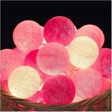 pair Guirlande Lumineuse Coton Boules - 3.8M 20 LED chaîne Lumière Avec Prise pour Chambre Rideau Fête Noël Anniversaire Halloween Mariage Chambre de Bébé Romantique Décor [Classe énergétique A+++] - (1/5)
