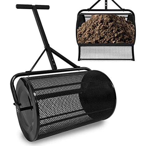 Kompoststreuer 40x65x110cm Streumaschinen Ausfüllbar 81L Rasenstreuer aus Stahl Rasen Düngerstreuer Kompost-Streuer mit Schwämme Handgriff Mehrzweck-Samenstreuer, für Kompost, Dünger, Saat NAIZY (1/5)