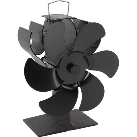 Ventilateur de poêle noir à 6 pales, démarrage automatique, résistant aux hautes températures, alimenté par la chaleur pour la maison, 152mm