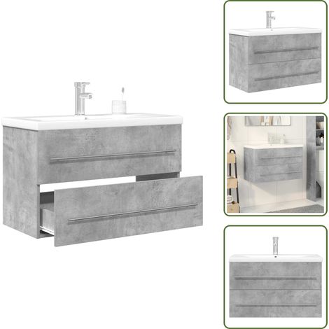 Ensemble de meubles de salle de bain 2 pcs gris béton - Ensemble De Meubles De Salle De Bain - Ensembles De Meubles De Salle De Bain - Armoire De Salle De Bain - Armoire De Rangement De Salle De Bain