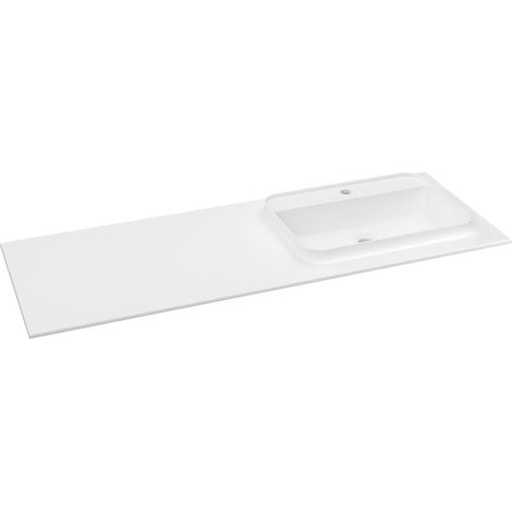 Lavabo BRAHEA 141x51,5cm (70+70cm), Rockstone, droite, blanc mat (1/2)