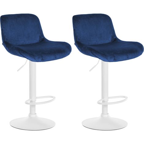 2er Set Barhocker Solon Weiß blau Samt