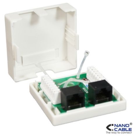 Nanokabel - rj45 cat.5e utp Flächenrosette 2 Buchsen - Farbe weiß