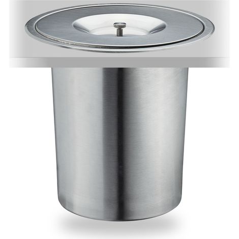 Relaxdays Rubbish Bin, Waste Container, Countertop Waste Paper Basket, Under Desk, HxD 25x27 cm, Stainless Steel, Silver (1/5)