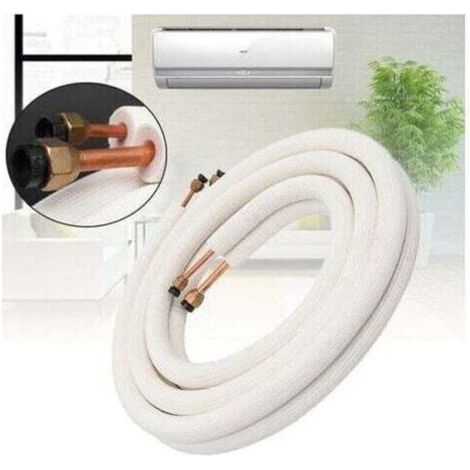 Tuyau en cuivre pour climatiseur 1/4 3/8 - Tuyau réfrigérant en cuivre et aluminium isolé - Pièces pour climatiseur - 3 mètres, Blanc (1/4)