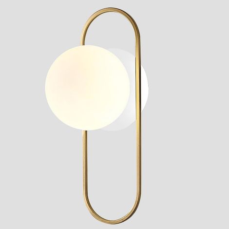 Applique murale sphérique en verre doré, style rétro médiéval-moderne, à utiliser comme lampe de miroir de salle de bain, 1 pièce. (1/5)