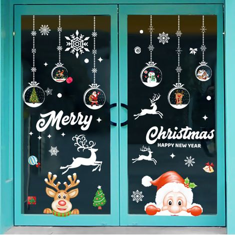 Christmas Window Stickers, Christmas Decoration Window Stickers, Reusable Removable PVC Window Stickers, Christmas Snowman Design, Suitable for Indoor Christmas Decoration (1/4)