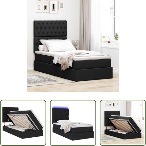 LED-Bett - Bett mit Stauraum und LED mit LED Schwarz 90 x 200 cm Polyester (1/5)