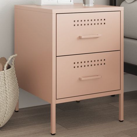 Table de chevet  Table d'appoint  Table de nuit rose 36x39x50,5 cm acier CFW11655 (1/5)