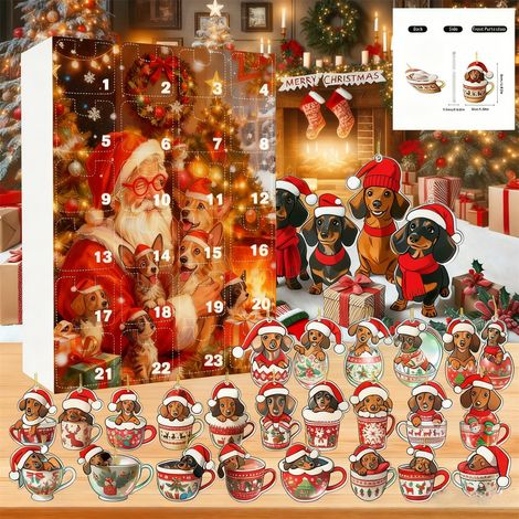 Calendrier De Lavent - Calendrier De Compte À Rebours De Noël En Acrylique 2D - 24 Portes Avec Animaux - Décoration Murale Pour La Maison - 1 Pièce (1/5)