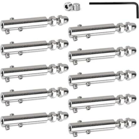 Bardusch-Lot de 10 Serre-câbles 6 mm Tendeur en inox avec tige filetée et clé Allen, Serre-câble en acier inoxydable pour la fixation et la tension des câbles remplissage de garde-corps, balus (1/4)