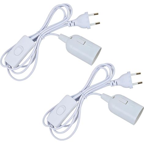 2 PCS Câble Douille e14 cm 1.8m Cable, Douille e14 Lampe Sel, Douille de lampe E14 avec interrupteur blanc, Douille ampoule E14 idéale pour lampe de sel et éclairage Intérieur (1/5)