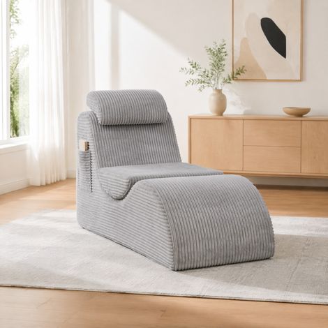 Fauteuil ergonomique gris clair, coussin amovible, poche latérale HAVRYA (1/5)