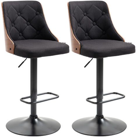 Tabourets de bar réglables en hauteur, pivotants à 360°, avec repose-pieds et revêtement en tissu,Lot de 2 (1/5)
