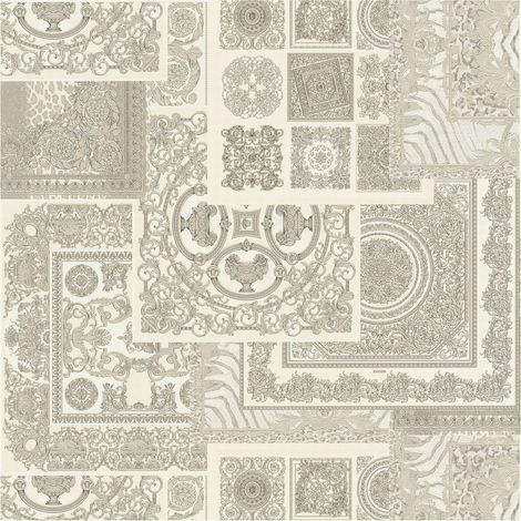 Baroque wallcovering wall Profhome 370485 non-woven wallpaper slightly textured baroque style shiny silver grey white 7.035 m2 (75 ft2) (1/5)