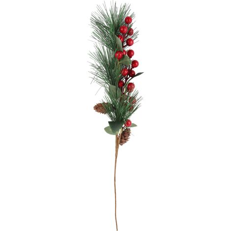 Einfache Weihnachtszapfen mit roten Beeren und grünen Nadeln zur Blumendekoration (1/5)