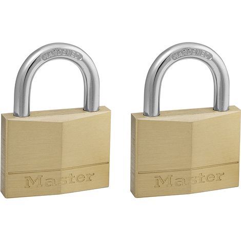 Master Lock 150EURT Set of 2 Heavy-Duty Solid Brass Padlocks with Gold Finish, 6.8 x 5 x 1.4 cm