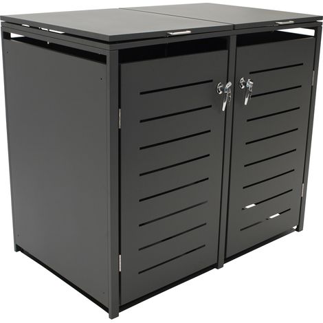 Mülltonnenbox 132x80x116cm für 2x Tonnen 120 und 240 Liter, Stahl anthrazit (1/5)