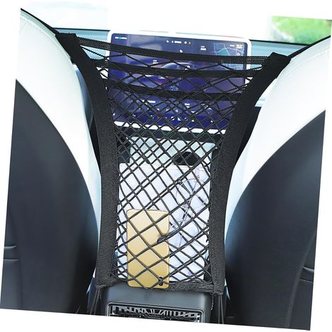 Filet de Rangement Voiture Double Organiseur Siège Entre Sièges Barrière (1/5)