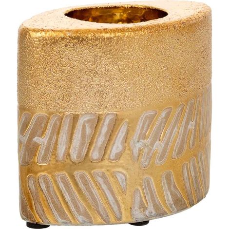 Portavelas de cerámica dorado 11x7x8 cm (1/5)