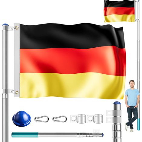MONZANA® Asta para bandera de aluminio telescopica 6,3m elemento anclaje 60cm Deutschland (de)