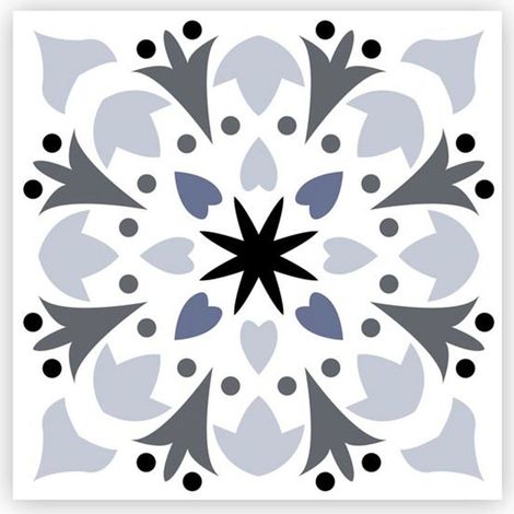 6 stickers à carreaux de ciment gris 15 x 15 cm (1/2)