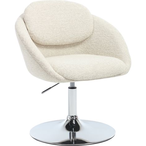 Wahson Armchair Chenille, Modern Swivel Vanity Chair with Upholstered Fabric Dressing Table Chair Height Adjustable for Home Bedroom Office, Beige