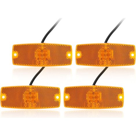 4 Pcs Feux de Gabarit LED 12V/24V Orange avec Réflecteur, Feux de Position Latéraux pour Remorque, Voiture, Camion, Caravane, RV (Jaune/Ambre)