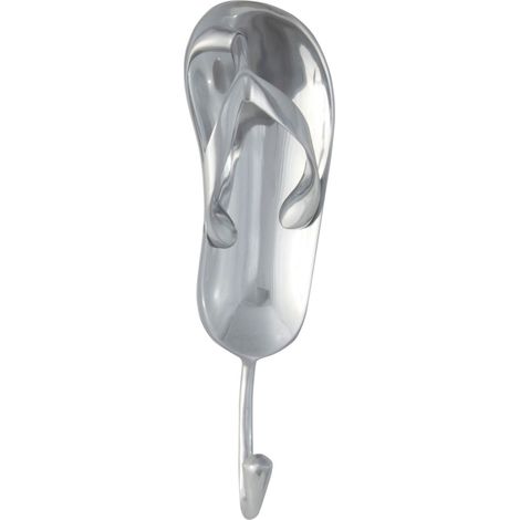 HOMESCAPES Metal Silver Coat Hook Flip Flop 1 Wall Hook - Silver