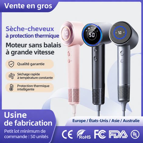 Sèche-cheveux haute vitesse 1600W ionique séchage rapide moteur 110000 tr/min réglage air chaud et froid câble 1.8 m 1 g – Livraison gratuite (1/5)