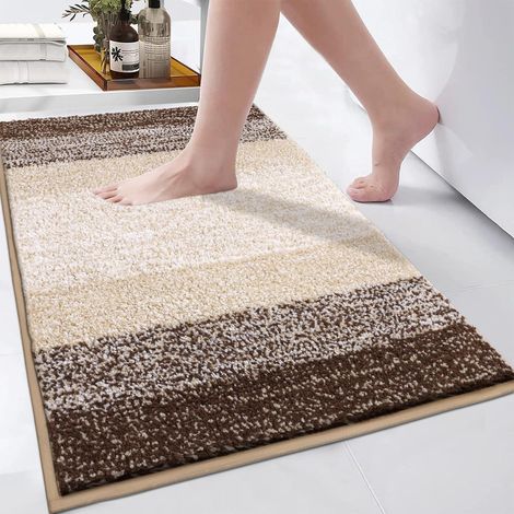 Badematte Mikrofaser rutschfest maschinenwaschbar Kaffee 60 x 90 cm (1/5)