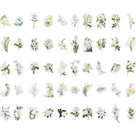 Autocollants PET Twilight, série « Les fleurs éclosent en leur temps », 100 feuilles, décorations de journal sur les plantes et les fleurs, « Poésie de la pluie de grains ». (1/5)