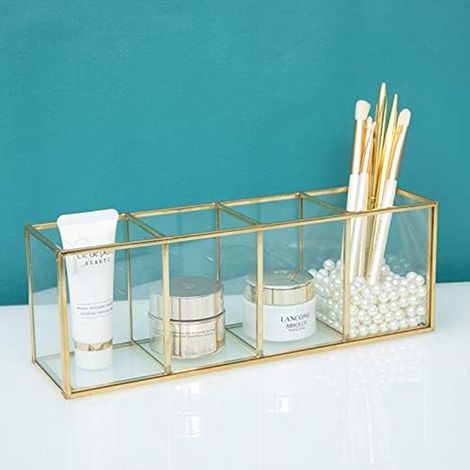 Porta pennelli per il trucco, organizer cosmetico a 4 scomparti per penna, pennello per il trucco, eyeliner e rossetto. (1/3)
