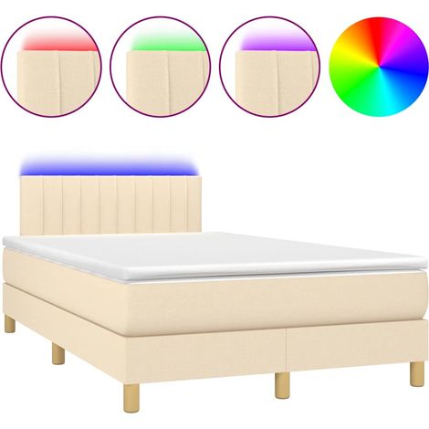 Maison Exclusive - Letto a Molle con Materasso e LED Crema 120x200cm in Tessuto (1/5)