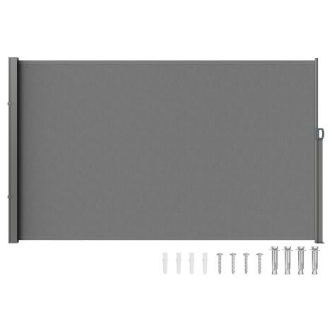 Seitenmarkise 200 x 300 cm Seitenwandmarkise aus 180 g/m² Polyestergewebe mit PU-Beschichtung Markise einziehbarer Griff mit Federmechanismus Sichtschutz Blickschutz für Balkone Innenhöfe Grau (1/5)