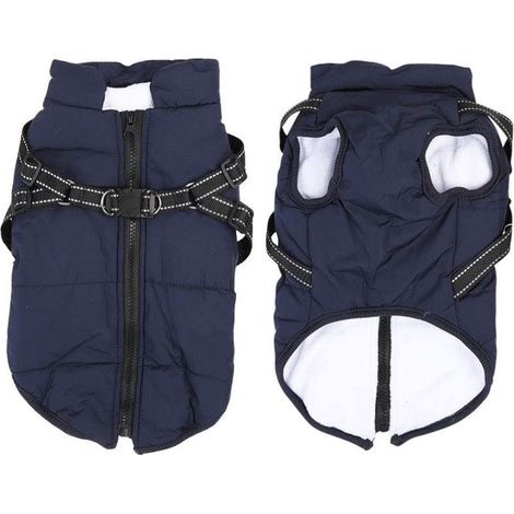 Warm dog coat, dog jacket, winter vest, dog jacket, dog sweater, sleeveless ski suit, cotton padded vest with chest strap