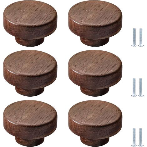 Pièces Bouton De Tiroir Rond En Bois 40mm Pour Commode Idéal Pour Chambre D'Enfant Cuisine Armoire Penderie(Noyer) (1/5)