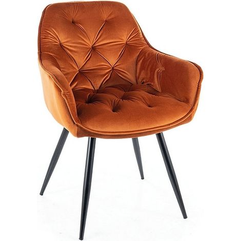 Chaise design métal noir et velours cannelle Umexa (1/3)