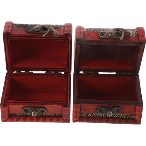 Boîte à Bijoux Bois Style Chinois Vintage 2pcs Petite Boîte Rustique pour Rangement Bijoux Décor Maison Élégante (1/5)