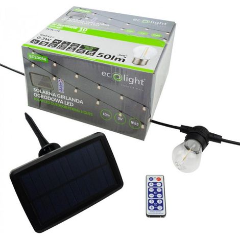 GHIRLANDA SOLARE LED 10MT+10 X G45 E27 0.3W 2700K - Luce CALDA