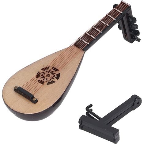 Luth ornement miniature simulation pipa guitare chinoise instrument à cordes décoration maison de poupée (1/5)