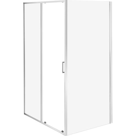 Cabine de Douche Moderne en Verre Trempé Cadre en Aluminium 90 x 120 x 190 cm Argentée Langui (1/5)