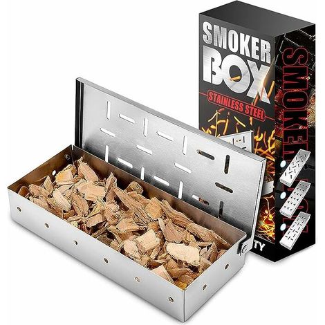 Boîte à fumoir pour barbecue,Acier Inoxydable Fumé Boîte,fumoir viande et poisson,pour intérieur extérieur Charbon de Bois Barbecue Grill Grill Viande., (1/5)
