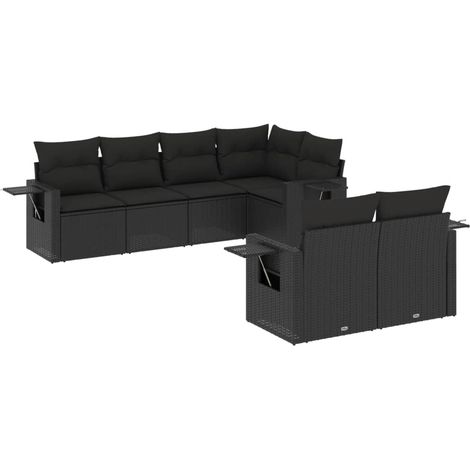 Maison Exclusive - Set Divani da Giardino con Cuscini 7pz Nero Polyrattan (1/5)