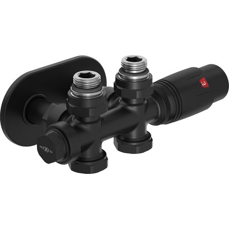 Mexen G00 set termostatico angolare/dritto con copertura R, Duplex, DN50, nero - W908-900-905-70 (1/3)