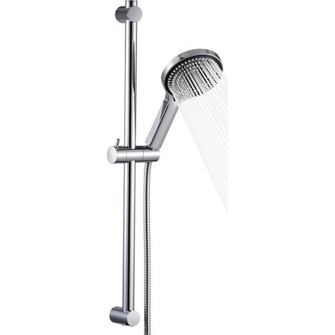 Barre de Douche 90 cm, Kit Douche avec Pommeau de Douche et Douchette à Main avec 6 Types de Jets et Flexible de 1.6 m, Colonne de Douche, Chromé (1/5)