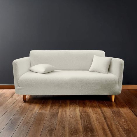 Housse de Canapé en Tissu Bouclette "Laina" 230cm Naturel