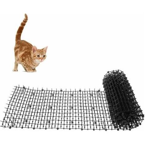 BUNTHAUS Chat Scat Mat avec pointes 2 m x 0,3 m, bande plate de piquants, tapis anti-chat avec pointes répulsives en plastique sans cruauté, chat chien animal pointes répulsif (noir) (1/4)